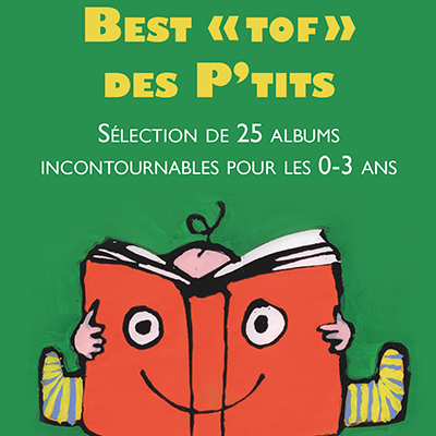 Couverture de la bibliographie Best tof des 0-3ans présentant une illustration stylisée d'un jeune enfant qui lit un livre par Bénédicte Guettier